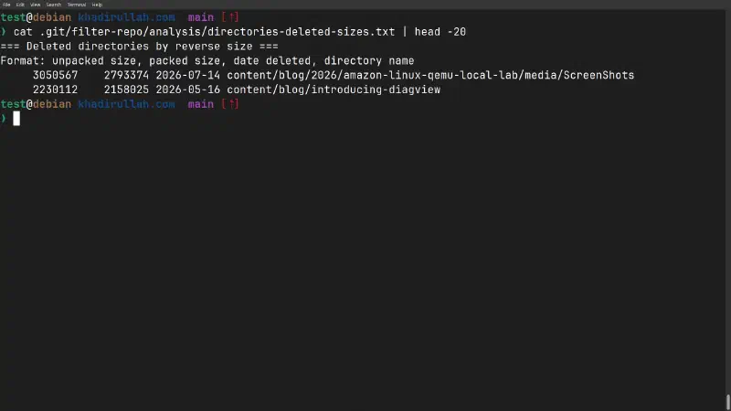 directories-deleted-sizes.txt — the ScreenShots directory is the #1 deleted directory at 3MB