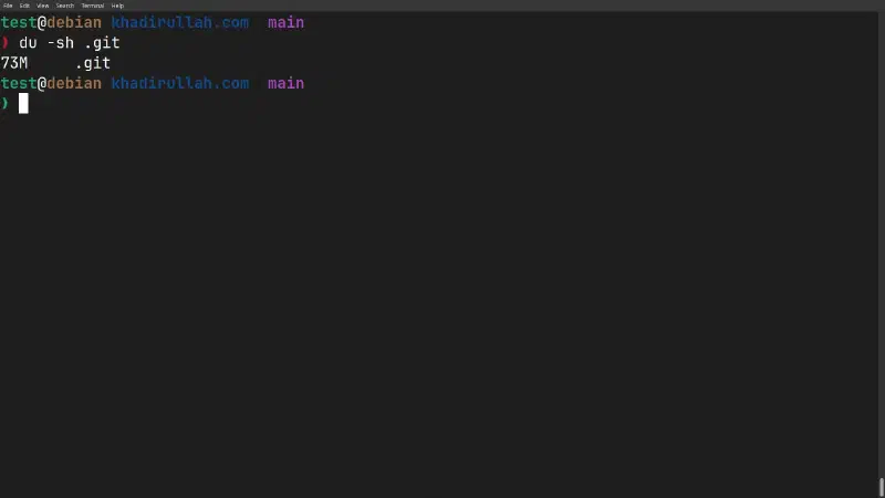 Repo size after cleanup — 73MB, down from 76MB